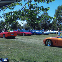 Corvettes parked in the grassy area at the Christian Children's Home